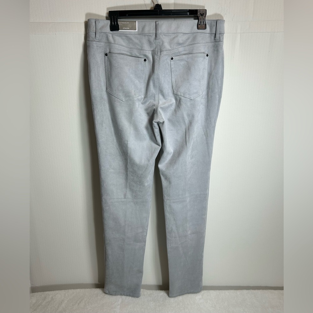 NWT Chico's Ultimate Fit Gray Stretch Faux Suede Women's Pull on Jeggings Size 1 - Picture 2 of 11